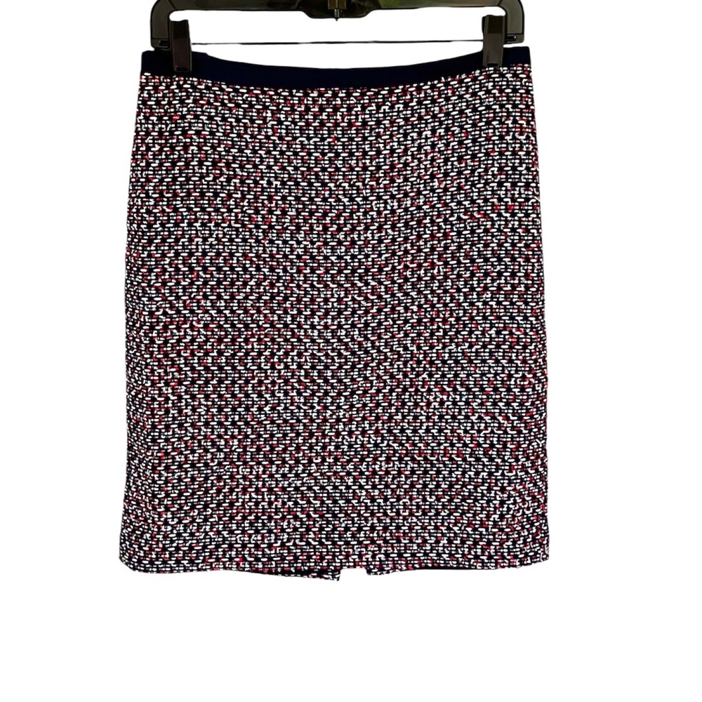 Talbots tweed pencil skirt in red, white and blue, size 6P, very good condition!